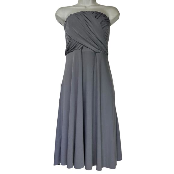 ann taylor gray nylon sleeveless  ruched wrap dress Size 6 - Picture 1 of 8